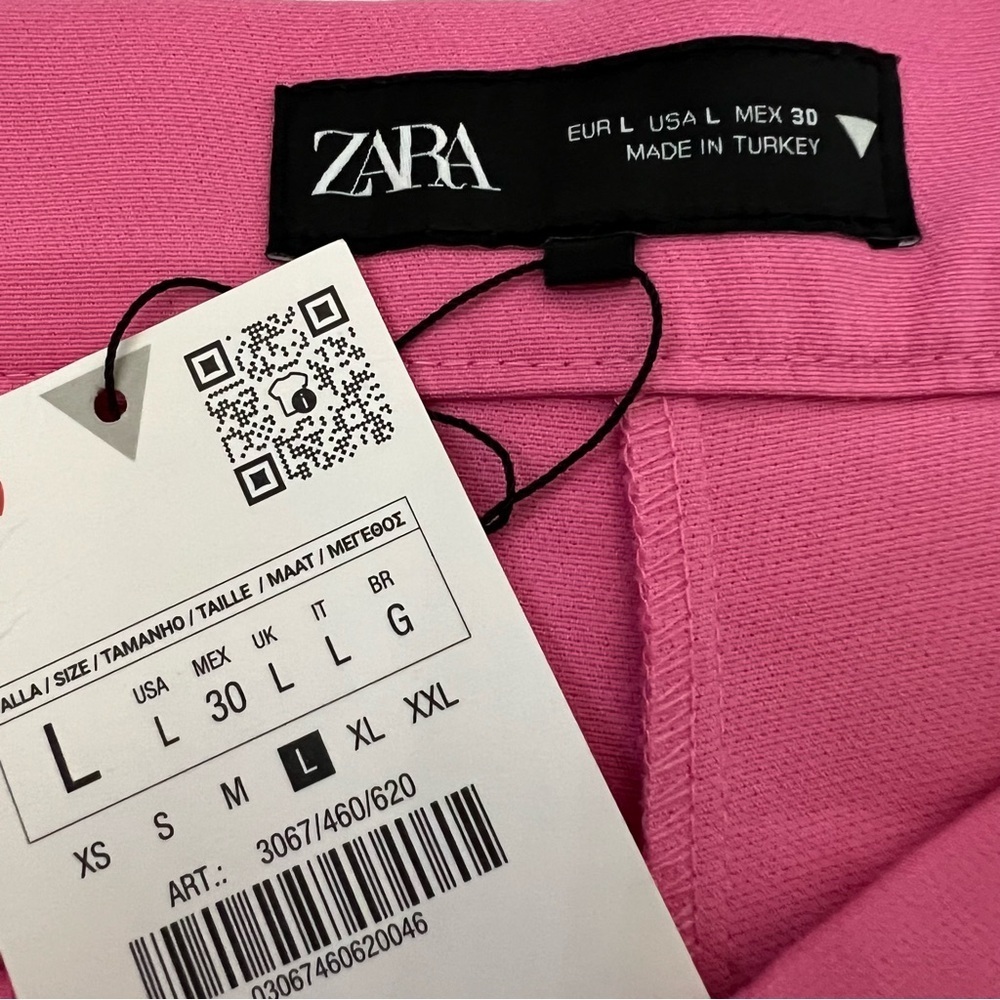 NWT Zara Pink High Rise Cropped Kick Flare Pants Trousers Large - Picture 13 of 16